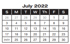 District School Academic Calendar for Kilbourn Elementary for July 2022
