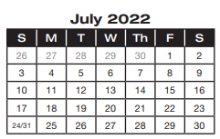 District School Academic Calendar for Project Excel Alternative for July 2022