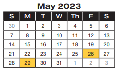 District School Academic Calendar for Project Excel Alternative for May 2023