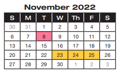 District School Academic Calendar for Project Excel Alternative for November 2022