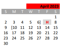 District School Academic Calendar for Travis El for April 2023
