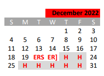 District School Academic Calendar for Mineral Wells J H for December 2022