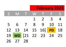 District School Academic Calendar for Mineral Wells H S for February 2023