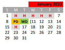 District School Academic Calendar for Travis El for January 2023