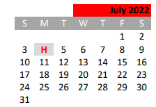 District School Academic Calendar for Dream Academy for July 2022
