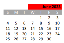 District School Academic Calendar for Mineral Wells H S for June 2023