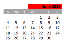 District School Academic Calendar for Travis El for June 2023