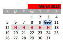 District School Academic Calendar for Travis El for March 2023