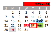 District School Academic Calendar for Mineral Wells J H for May 2023
