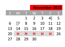 District School Academic Calendar for Houston Elementary for November 2022