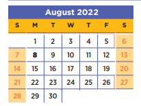 District School Academic Calendar for Whittier Park Elementary for August 2022
