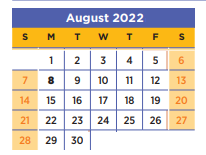 District School Academic Calendar for Childrens Residential Treat Ctr for August 2022