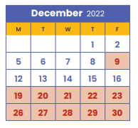 District School Academic Calendar for Childrens Residential Treat Ctr for December 2022