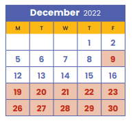 District School Academic Calendar for Whittier Park Elementary for December 2022