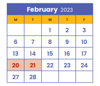 District School Academic Calendar for Northrop Elementary for February 2023
