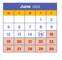 District School Academic Calendar for Hall Elementary for June 2023