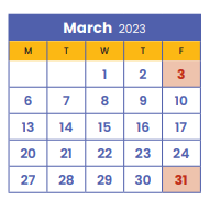 District School Academic Calendar for Childrens Residential Treat Ctr for March 2023