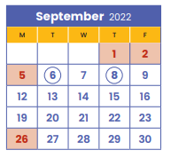 District School Academic Calendar for Bryn Mawr Elementary for September 2022