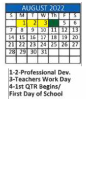 District School Academic Calendar for Er Dickson Elementary School for August 2022
