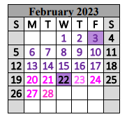 District School Academic Calendar for Special Ed Services for February 2023