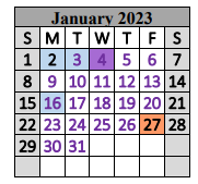 District School Academic Calendar for Special Ed Services for January 2023