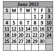 District School Academic Calendar for Special Ed Services for June 2023