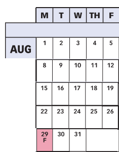 District School Academic Calendar for Cold Spring Elementary for August 2022