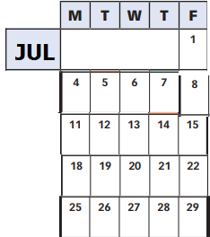 District School Academic Calendar for Oakland Terrace Elementary for July 2022