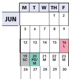 District School Academic Calendar for Westover Elementary for June 2023