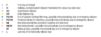 District School Academic Calendar Legend for Roscoe R. Nix Elementary