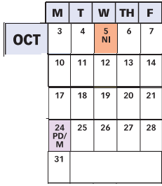 District School Academic Calendar for Mark Twain School for October 2022