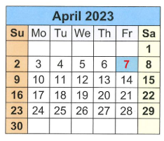 District School Academic Calendar for T S Morris Elementary School for April 2023