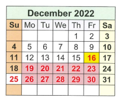 District School Academic Calendar for Loveless Academic Magnet Program High School for December 2022