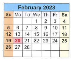 District School Academic Calendar for T S Morris Elementary School for February 2023