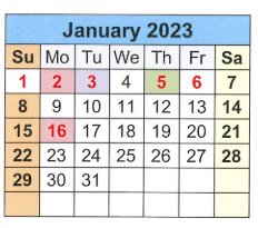 District School Academic Calendar for T S Morris Elementary School for January 2023