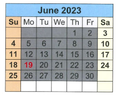 District School Academic Calendar for T S Morris Elementary School for June 2023