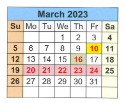 District School Academic Calendar for Loveless Academic Magnet Program High School for March 2023
