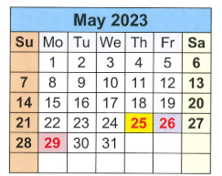 District School Academic Calendar for T S Morris Elementary School for May 2023