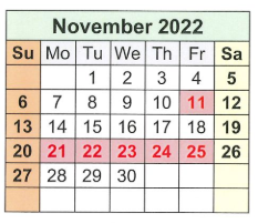 District School Academic Calendar for Loveless Academic Magnet Program High School for November 2022