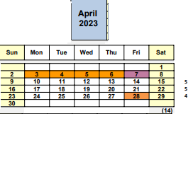 District School Academic Calendar for Foothill Middle for April 2023