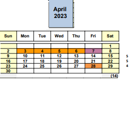 District School Academic Calendar for Horizons Alternative for April 2023