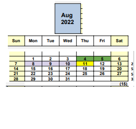 District School Academic Calendar for Bel Air Elementary for August 2022