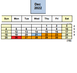 District School Academic Calendar for Horizons Alternative for December 2022