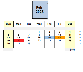 District School Academic Calendar for Diablo Day Community for February 2023
