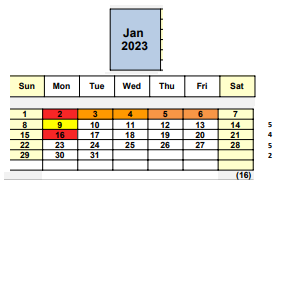 District School Academic Calendar for Horizons Alternative for January 2023