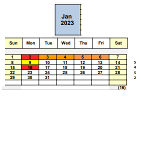 District School Academic Calendar for Concord High for January 2023