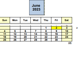 District School Academic Calendar for Oak Grove Middle for June 2023