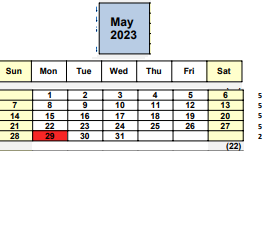 District School Academic Calendar for Fair Oaks Elementary for May 2023