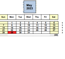 District School Academic Calendar for Horizons Alternative for May 2023