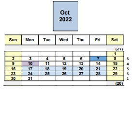 District School Academic Calendar for Pine Hollow Middle for October 2022